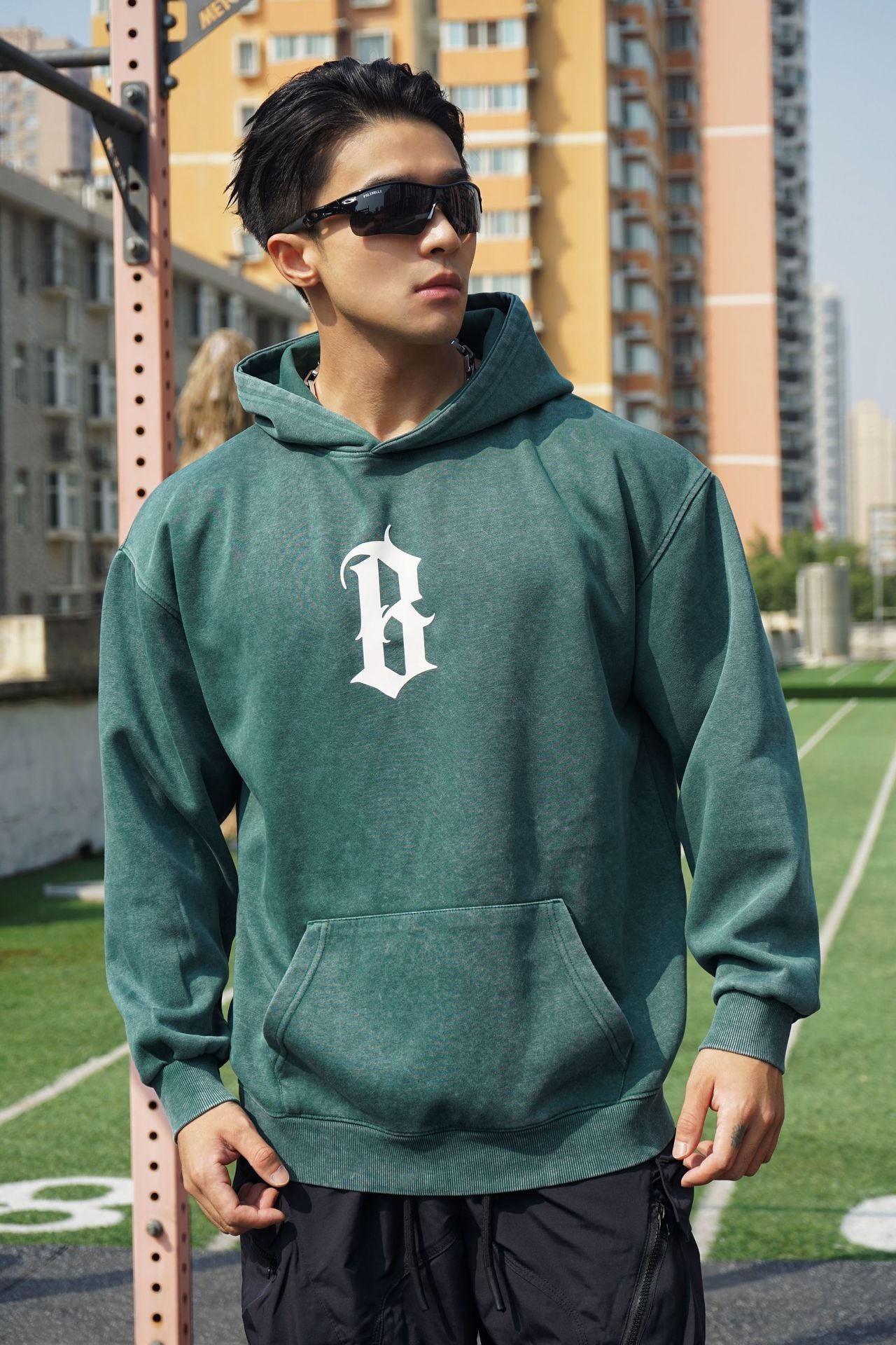New Autumn Winter Round Neck Men's Casual Sports Hooded Loose Plus Size Pullover Muscle Washed Cotton Sweatshirt Long Sleeve