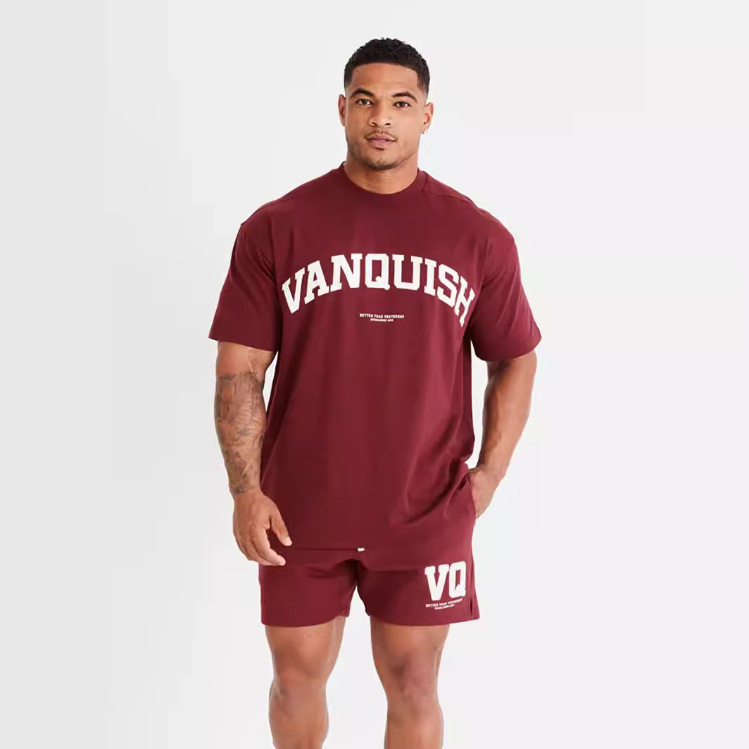 Vanquish Series Workout Sports Men's Short Sleeve t Shirt Loose plus Size Crew Neck Running Top Bottoming Shirt