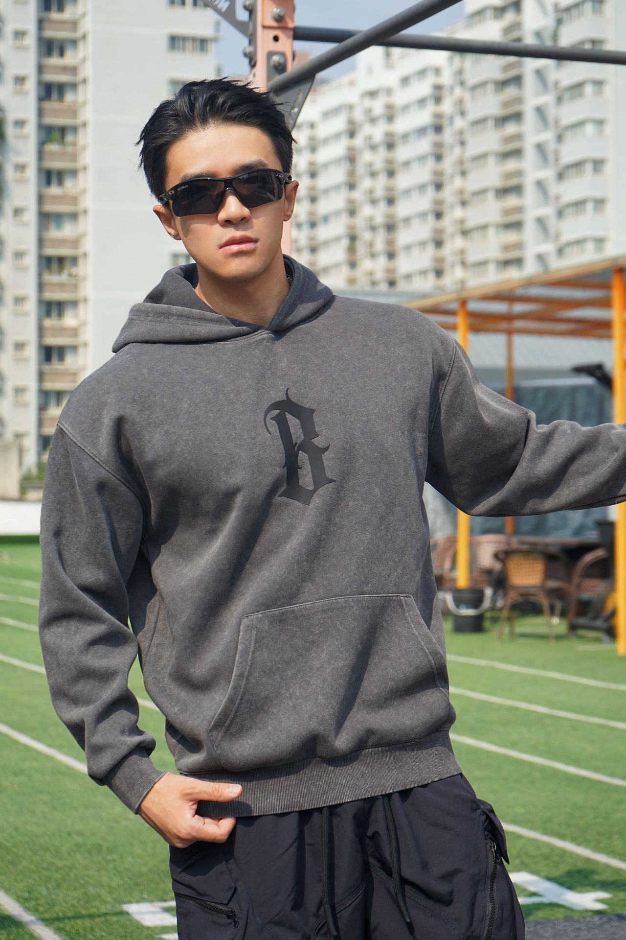 New Autumn Winter Round Neck Men's Casual Sports Hooded Loose Plus Size Pullover Muscle Washed Cotton Sweatshirt Long Sleeve