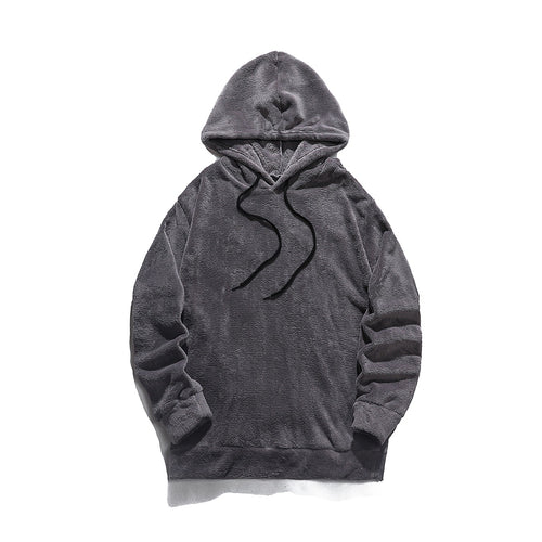 Autumn Winter Men's Casual Sports Street Trend Loose Plus Size Coral Fleece Pullover Hoodie Muscle Loose