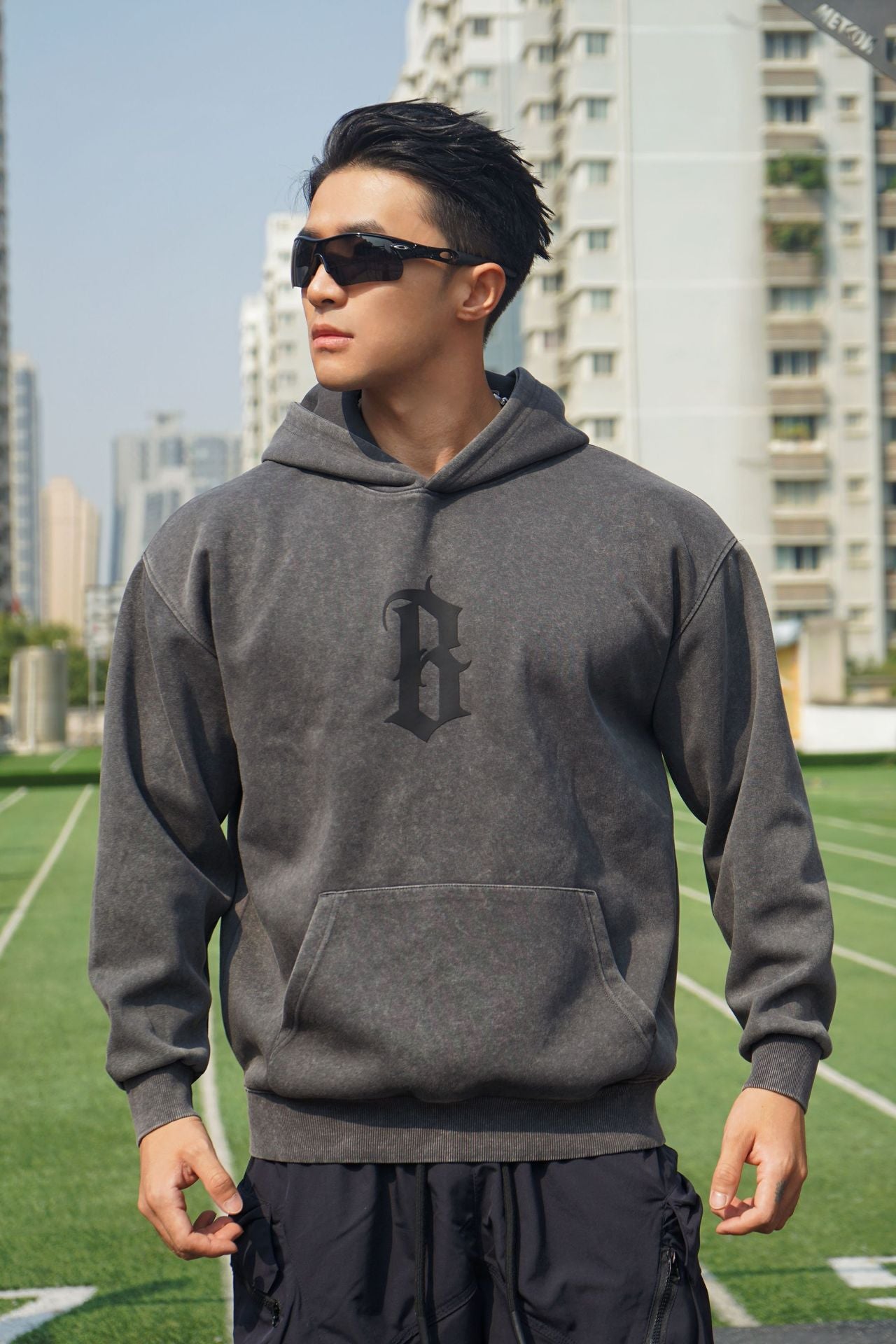 New Autumn Winter Round Neck Men's Casual Sports Hooded Loose Plus Size Pullover Muscle Washed Cotton Sweatshirt Long Sleeve