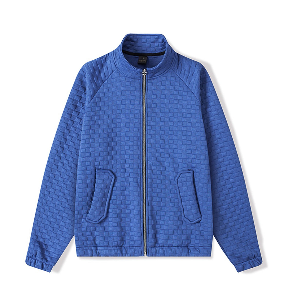 Sports Fitness Muscle Waffle Jacket Men Autumn Season Loose Cardigan Zipper Trendy Brand Casual Solid Color Stand Collar