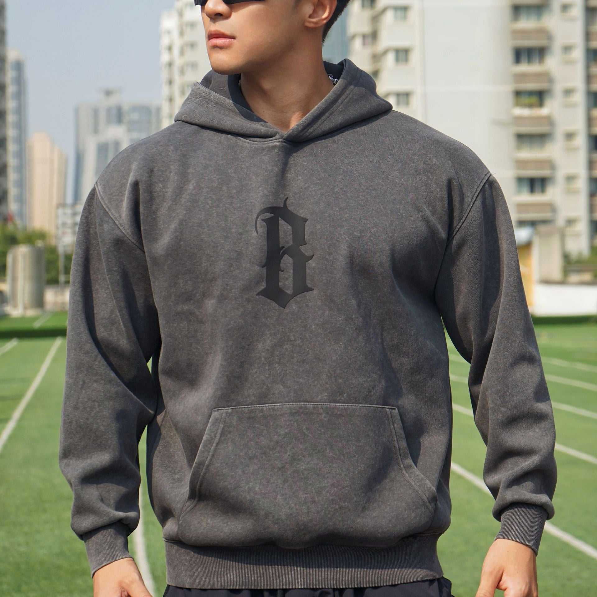 New Autumn Winter Round Neck Men's Casual Sports Hooded Loose Plus Size Pullover Muscle Washed Cotton Sweatshirt Long Sleeve